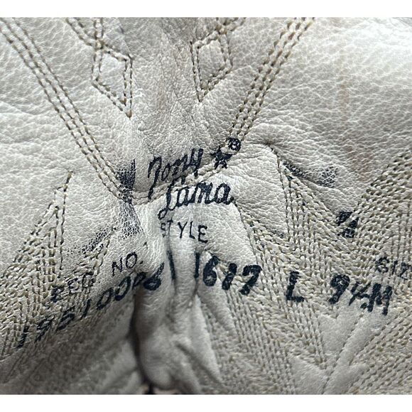 Vintage Rainbow Stitch Tony Lama Cowboy Boots Brown Leather USA 1617 L 9.5M - Picture 9 of 11